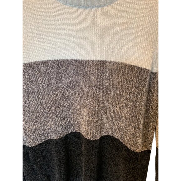๐ 2/$20 ๐ Soft Block Stripe Karen Scott Sweater Black & Gray sz S - Picture 2 of 5